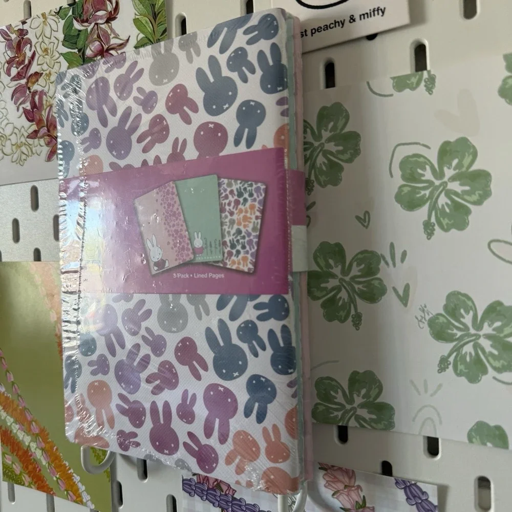 NEW Miffy Pink Sakura Flowers Notebooks Trio 3 Pack Journals 80 Lined Pages Each